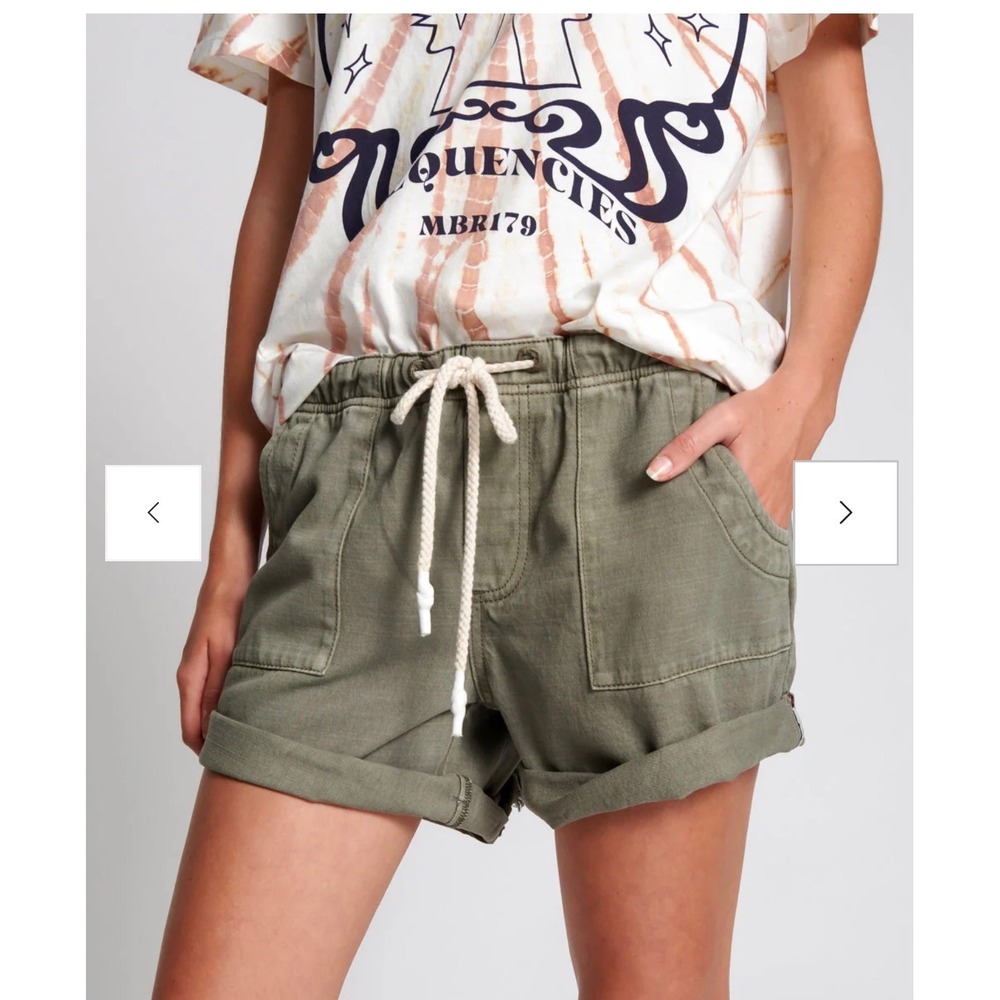 One Teaspoon Prophecy Khaki Green Drawstring Utility Shorts Women Small‎